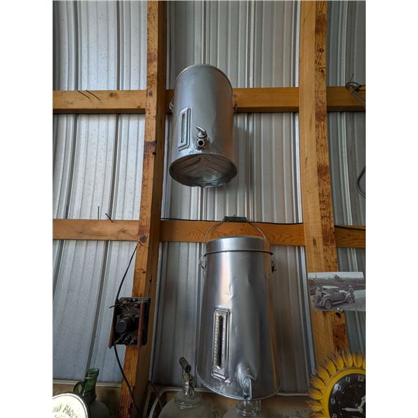 Two Stainless Steel Dairy Cans