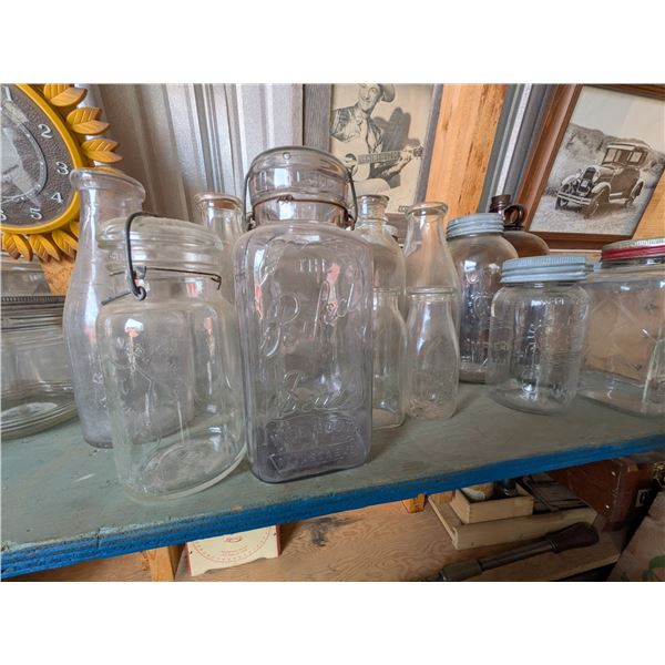 15 Mason Jars and Milk Bottles