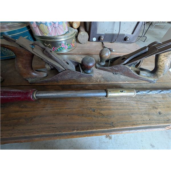 Two Wood Plain and Manual Wood Drill