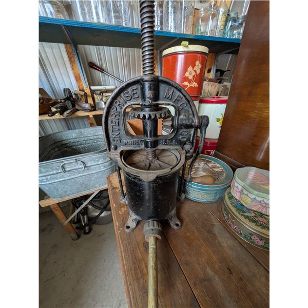 Enterprise Cast Iron Sausage Stuffer / Lard Press