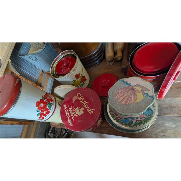 Kitchen Tins Canisters and Roling Pins