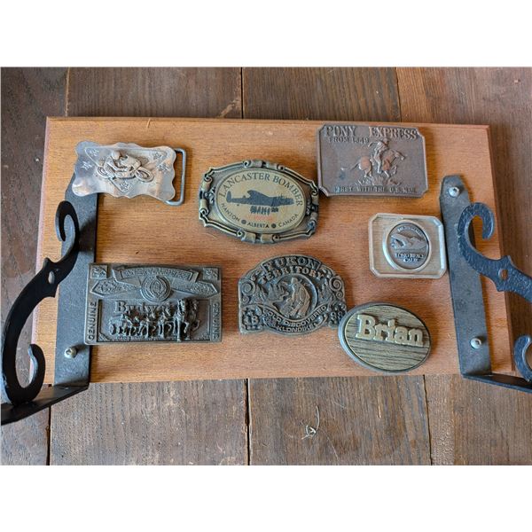 Seven Belt Buckles and Shelf
