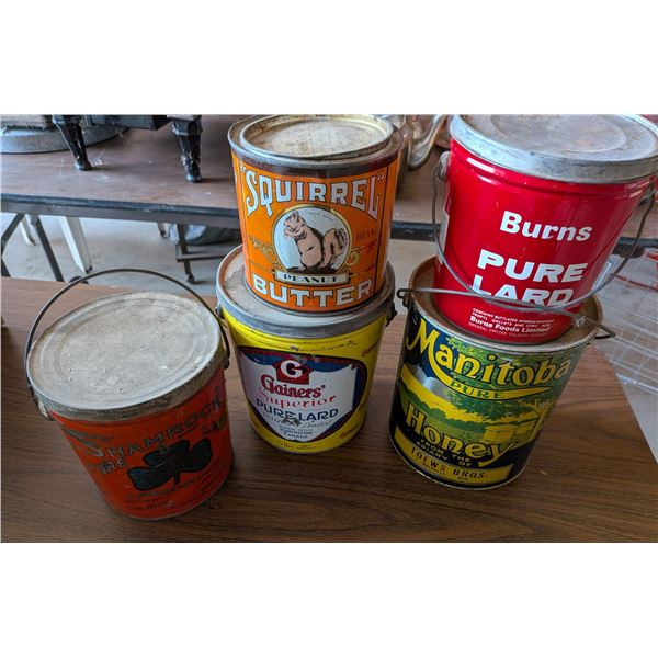 Five Honey Lard Peanut Butter Tins