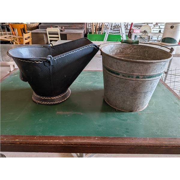 Coal Scuttle and Tin Pail