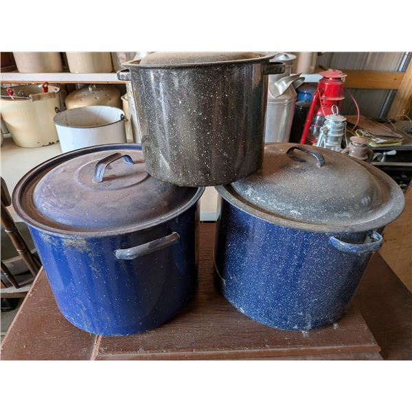 Three Canning Pots with Lids