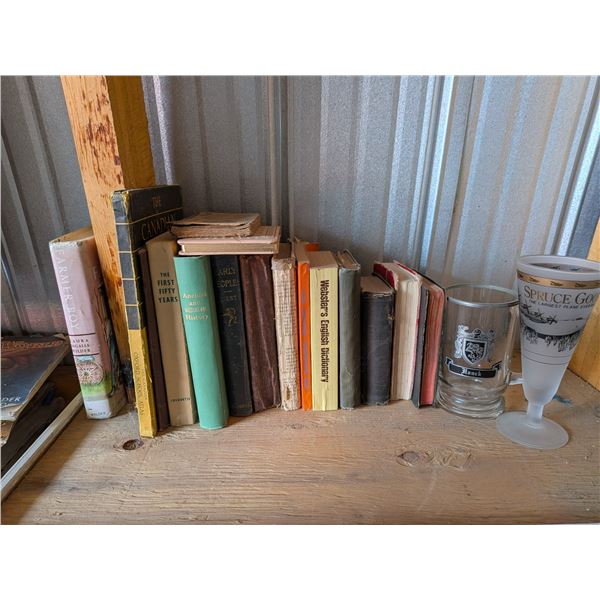 Vintage Books and Two Glasses
