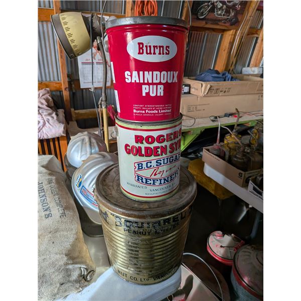 Lard Syrup and Peanut Butter Tins