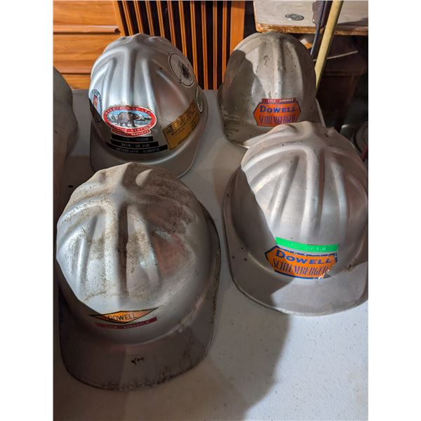 Four Aluminum Hard Hats