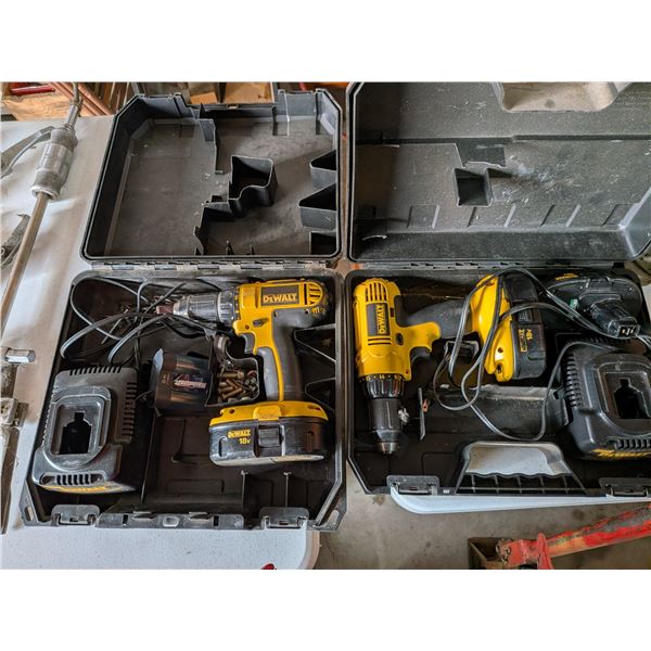 Two Dewalt 18V Drills with Batteries and Chargers