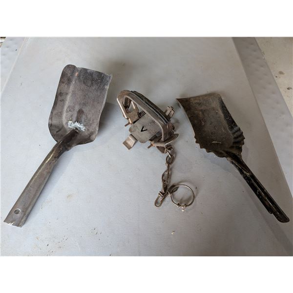 Victoria No 3 Coilspring Trap and Two Shovels
