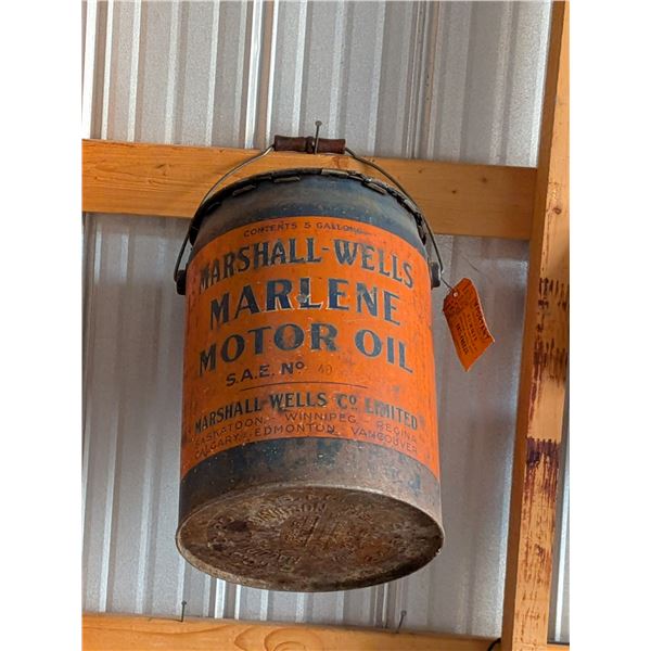 Marshall Wells Motor Oil 5 Gallon Metal Pail