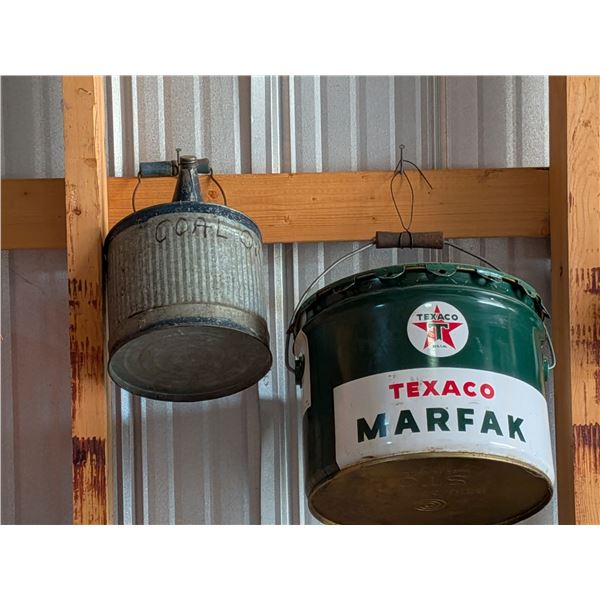 Texaco 2 1/2 Gallon Grease Bucket and a Gas Can