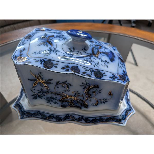 Meissen Antique China Cheese Serving Dish Flo Blue