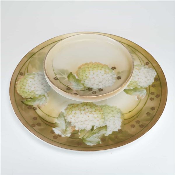 RS Germany Porcelain Two-Tiered Pedestal Server in Hydrangea Pattern