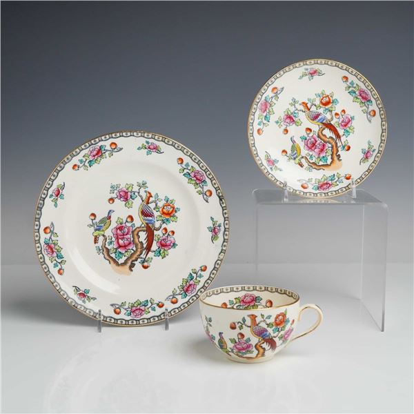 3pc Allertons Ltd. Bone China Cup, Saucer and Plate, Asiatic Birds Pattern