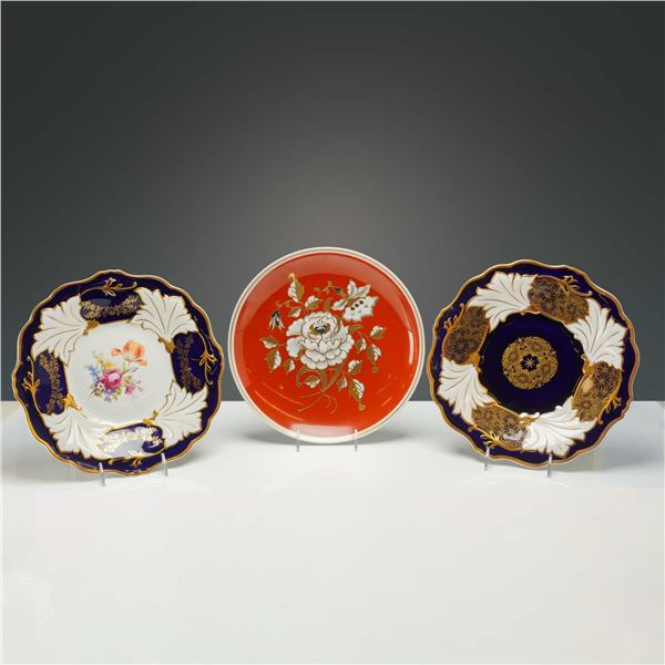 3pc Wiemar and Wallendorf Porcelain Gilded Cabinet Plates