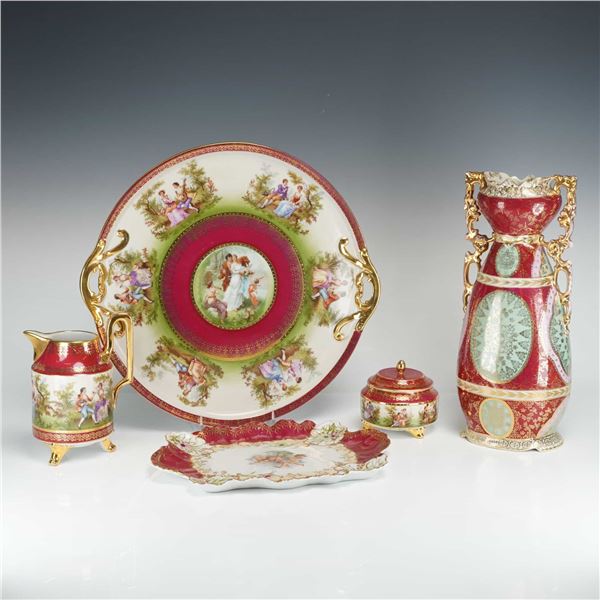 Five Piece Set of Royal Vienna Austrian Porcelain Tableware