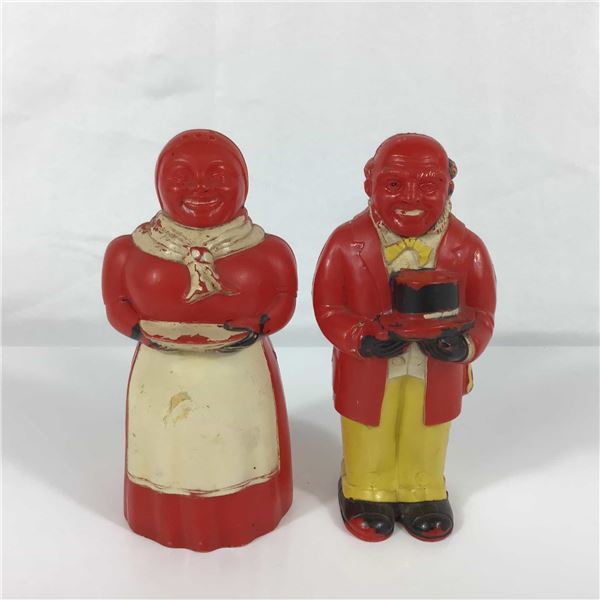 A Pair of F & F Die Works Aunt Jemima and Uncle Moses Plastic S&P Shakers