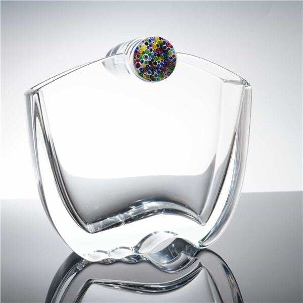 Lalique Frosted and Clear Crystal Vase, Giverny
