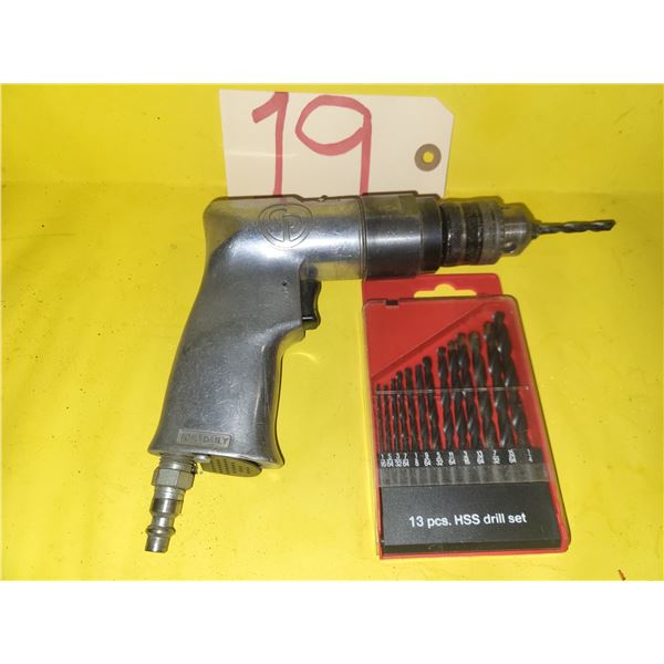 CH Pneumatic Drill with Drill Set 1/16" to 1/4"