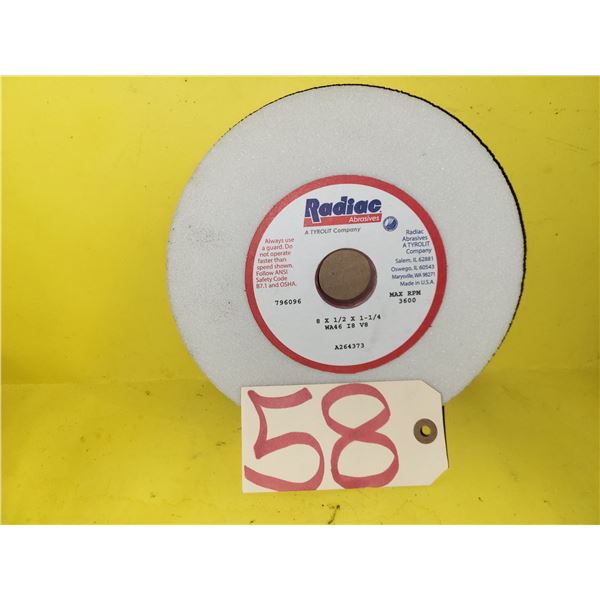 Radiac White Grinding Wheel 8" x 1/2" x 1"1/4