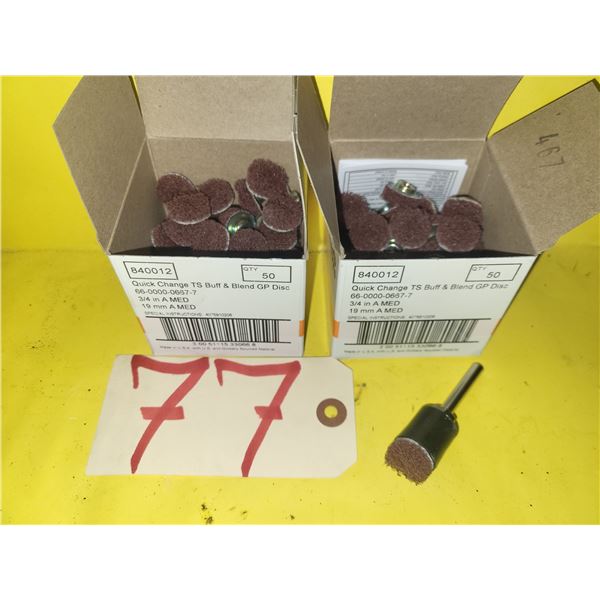 Box(100) of Standard Ab. Quick Change TS Buff&Blend Scotch-Brite Disc 3/4" with Mandrel