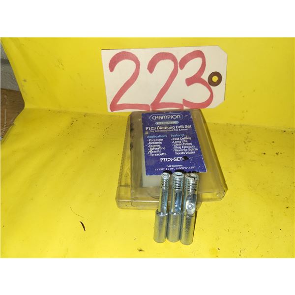 Champion PTC3 Diamond Drill Set (3) 1/4"- 5/16"- 3/8" (Porcelaine/ Tile)
