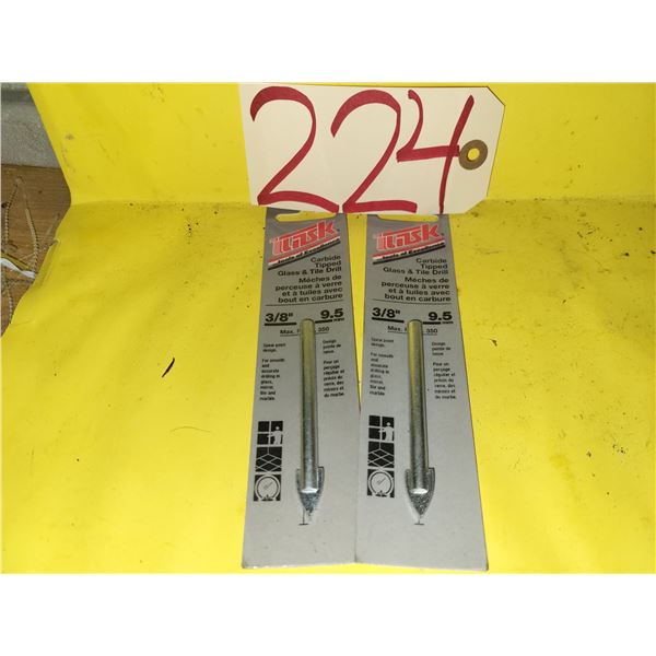 Set(2) of TASK Carbide Tipped Glass & Tile Drill 3/8"