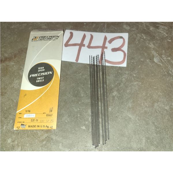Lot(10) of Cobalt Precision Twist Drill 1/16"