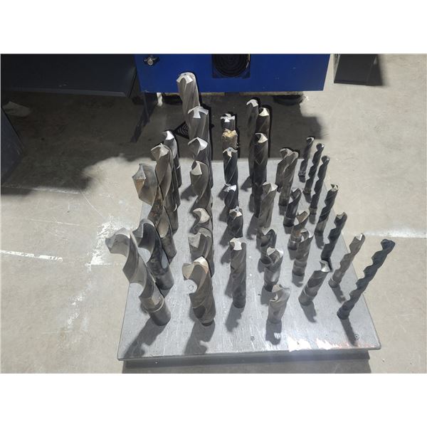 Wood Rack of (38) Taper Shank Drill & Core Drill