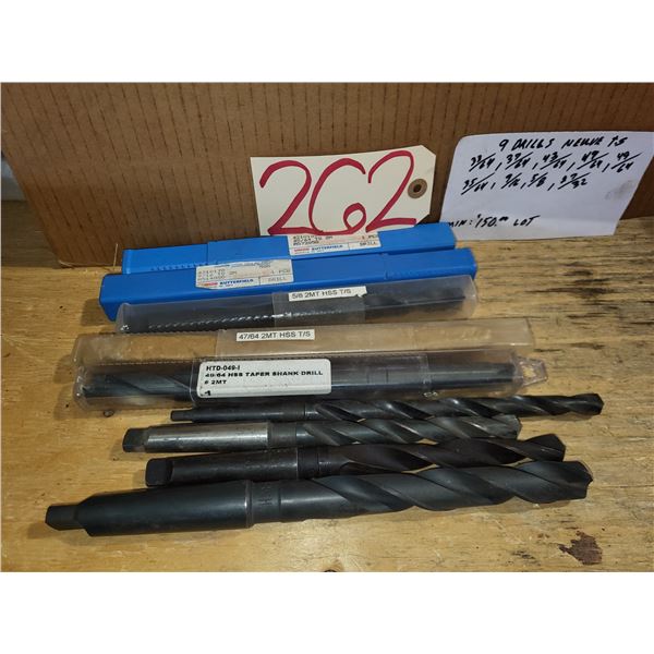 Lot(9) of New Taper Shank Drill (description)