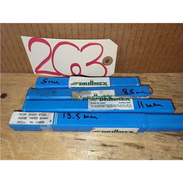 Lot(4) of small Taper Shank Drill (description)