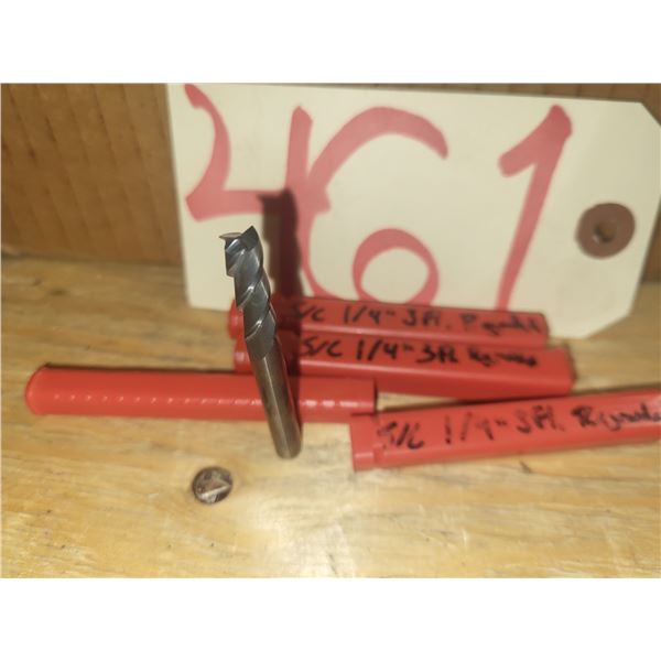 Lot(3) of Solid Carbide End Mill 1/4" 3fl. Regrinded Tip