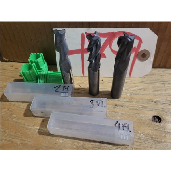 Lot(3) of Solid Carbide End Mill 1/2"-2fl. -3fl.-4fl. Regrinded tip