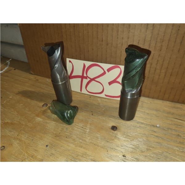 Set(2) of Solid Carbide End Mill 1" 2fl. Rad. Shank 1"1/8