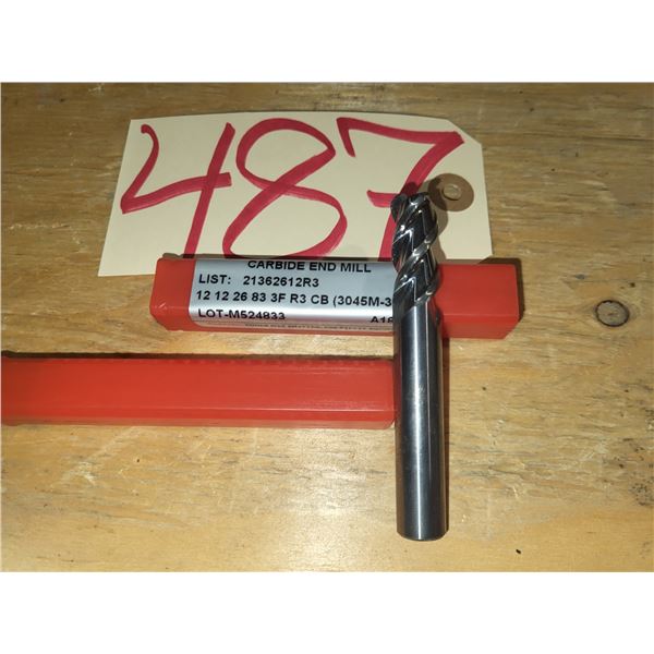 New Solid Carbide Ball End Mill 12mm (R3) 3fl.