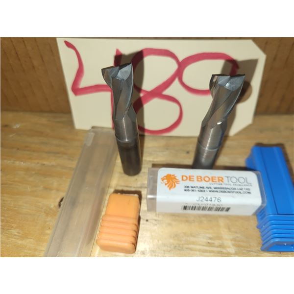 Set(2) of DEBOER Tool Carbide End Mill 12mm 2fl. Regrinded Tip