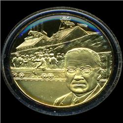 .75oz Franklin Mint PR70 DCAM 24k plated Sterling Silver Round History of the American Presidency H.