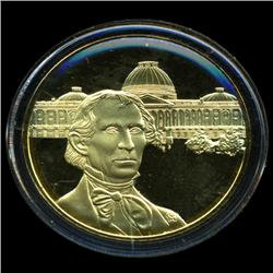 .75oz Franklin Mint PR70 DCAM 24k plated Sterling Silver Round History of the American Presidency J.