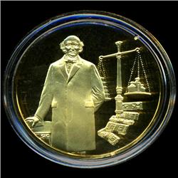 .75oz Franklin Mint PR70 DCAM 24k plated Sterling Silver Round History of the American Presidency M.