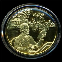 .75oz Franklin Mint PR70 DCAM 24k plated Sterling Silver Round History of the American Presidency A.