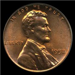 1958 US Lincoln Cent Coin PCGS MS66 Red (COI-4240)