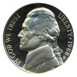 1988S Jefferson Nickel Graded PR70 DCAM (COI-4427)
