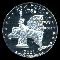 2001S US NY Silver Quarter Graded PCGS PR69 DCAM (COI-5441)