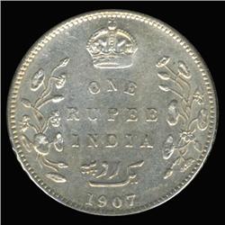 1907B India Silver Rupee High Grade (COI-6635)
