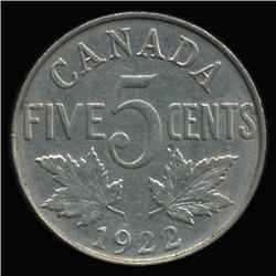 1922 Canada 5c Hi Grade Flat Variety (COI-6703)