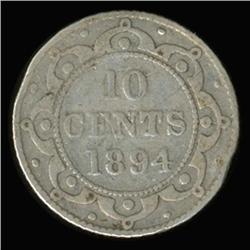 1894 Canada Newfoundland 10c Silver Circulated RARE (COI-6742)