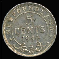 1944 Canada Newfoundland 5c Silver Hi Grade RARE (COI-6758)
