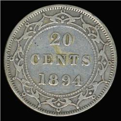 1894 Canada Newfoundland 20c Silver Hi Grade RARE (COI-6762)