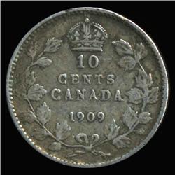 1909 Canada 10c Silver Hi Grade Broad Leaf Variety (COI-6786)